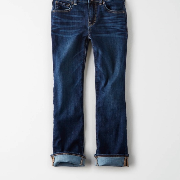 American Eagle women’s 14 artistic crop stretch denim jeans,double button front - Picture 2 of 8